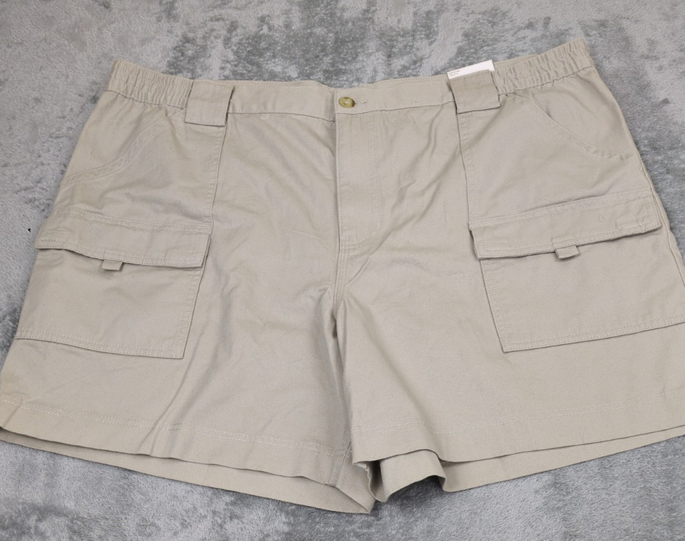 Sears Covington Mens Khaki Flap Pocket Shorts Size 42 NWT Cotton 5 Inch Inseam
